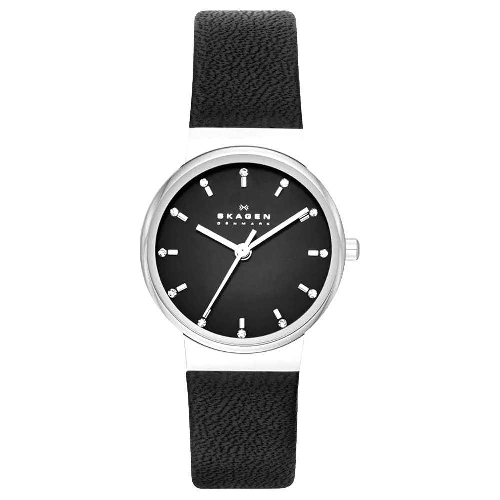 ساعة سكاجين SKW2193 Ancher Crystals بسوار جلدي أسود