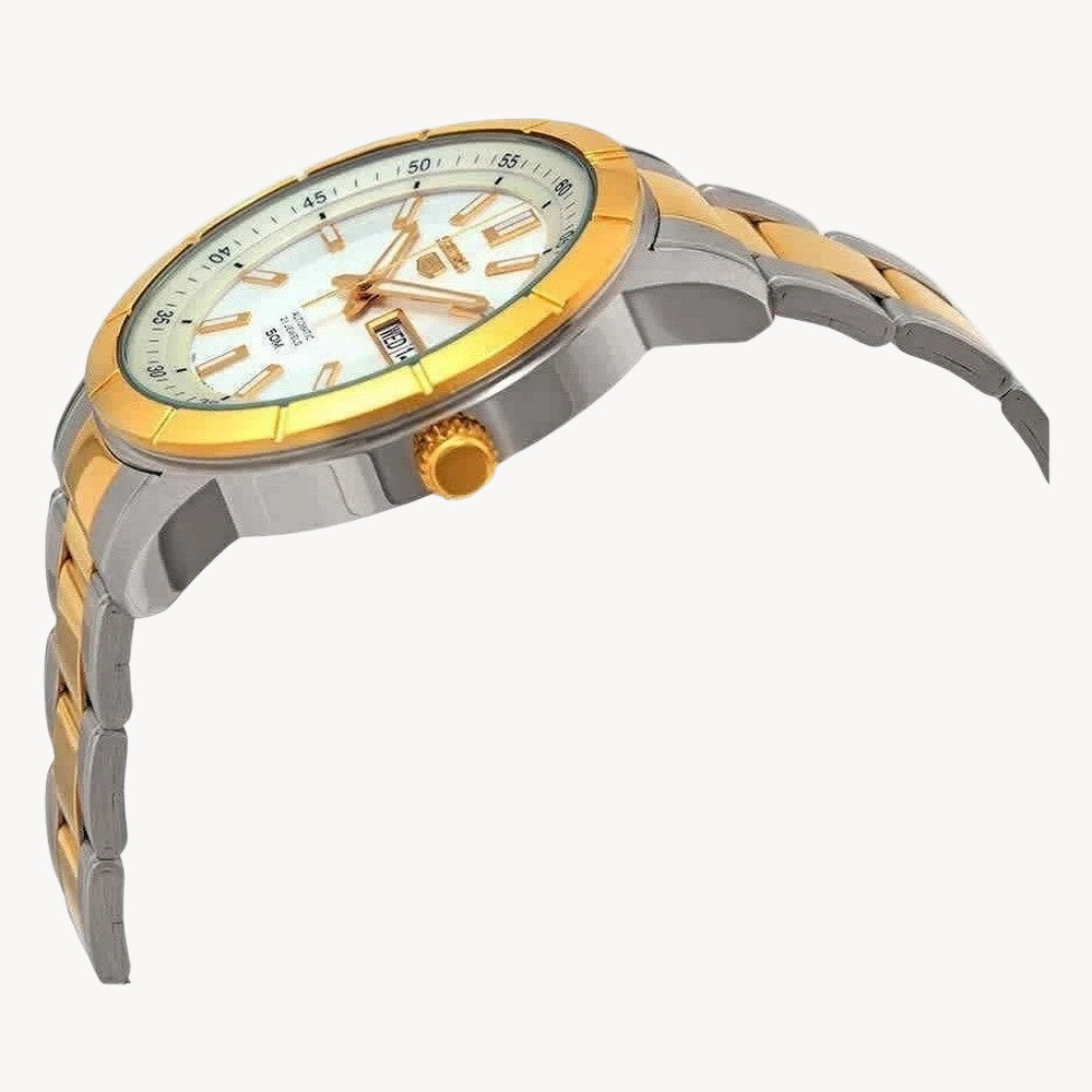 ساعة سيكو 5 SNKN58K1 للرجال بمينا أبيض تناظرية