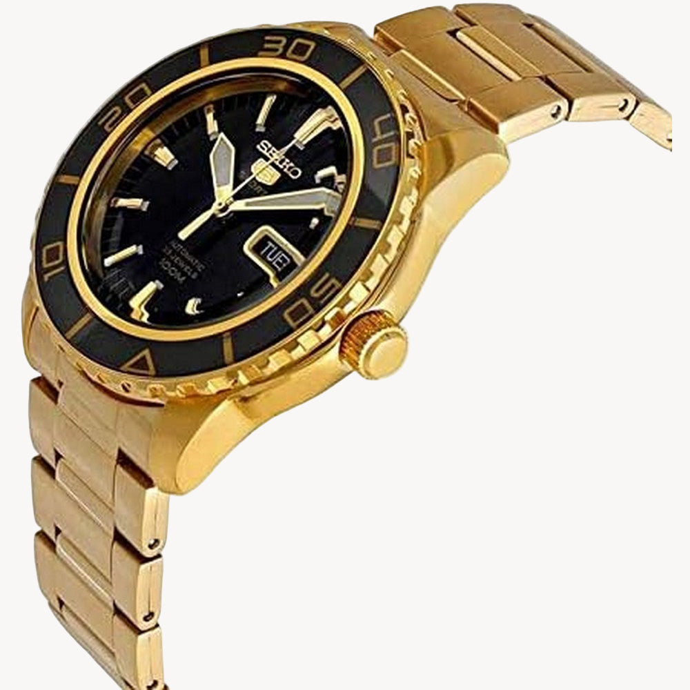Seiko 5 SNZH60K1 Sports Automatic Black Dial Gold Stainless Steel Men’s Watch