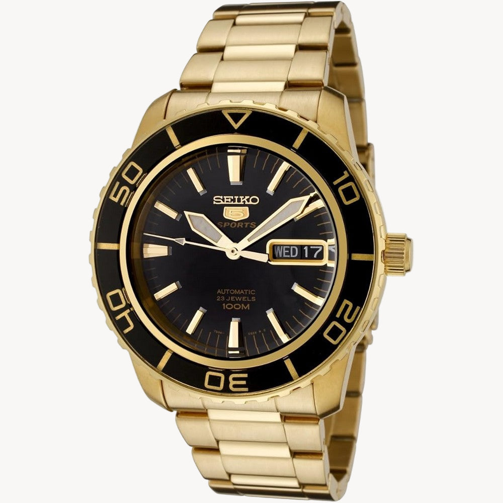 Seiko 5 SNZH60K1 Sports Automatic Black Dial Gold Stainless Steel Men’s Watch