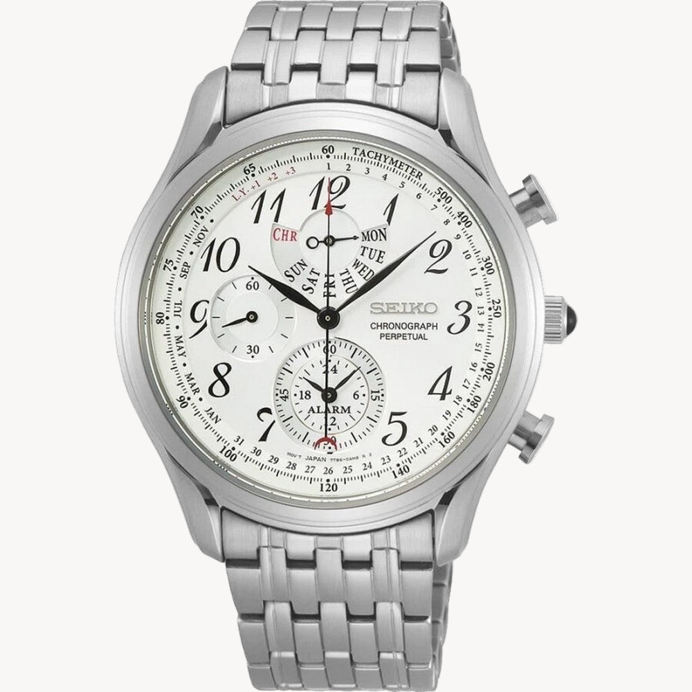 Seiko SPC251P1 Chronograph Alarm Quartz Silver Dial Men's Watch