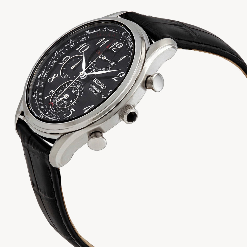 Seiko SPC255P1 Chronograph Alarm Quartz Black Dial Men's Watch