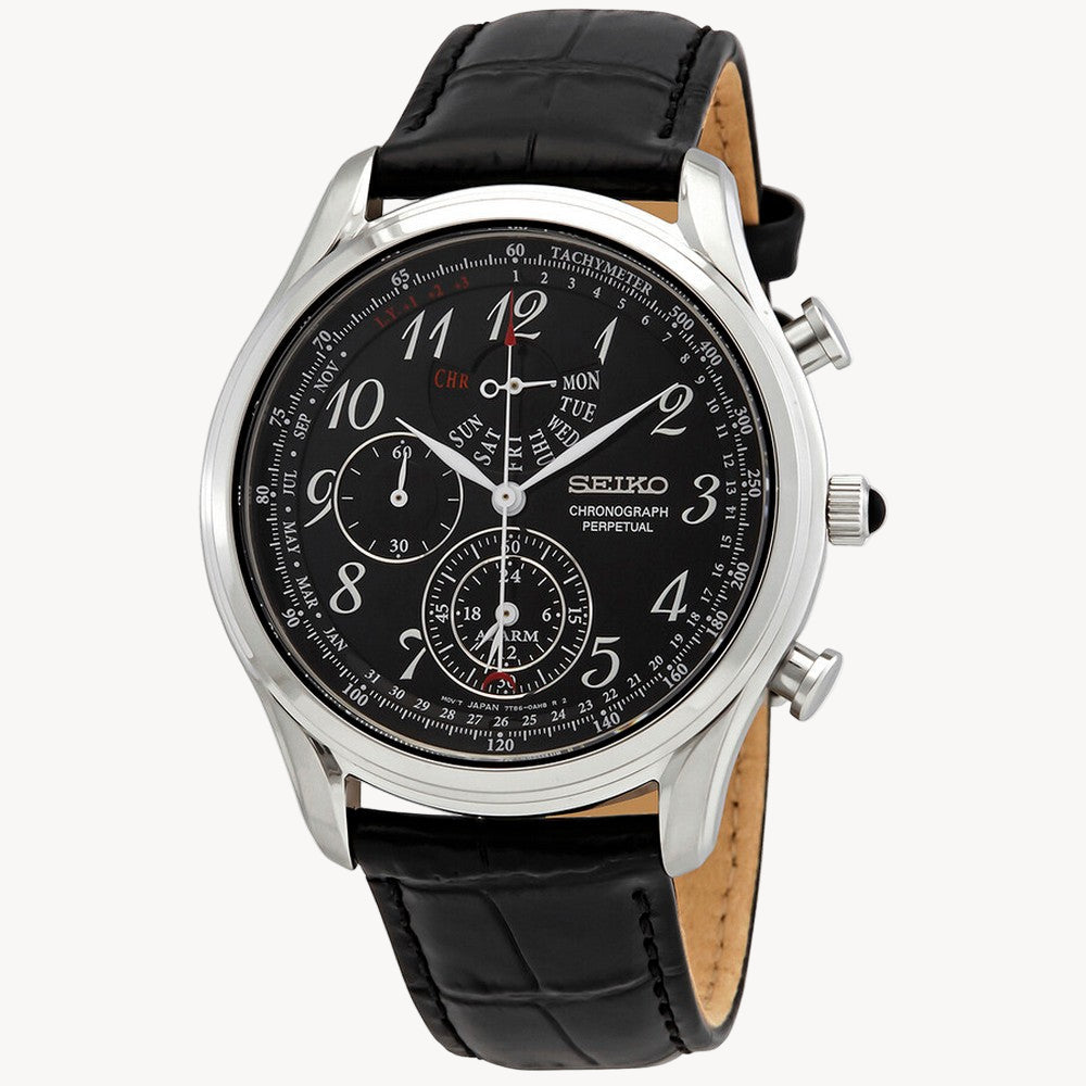 Seiko SPC255P1 Chronograph Alarm Quartz Black Dial Men's Watch