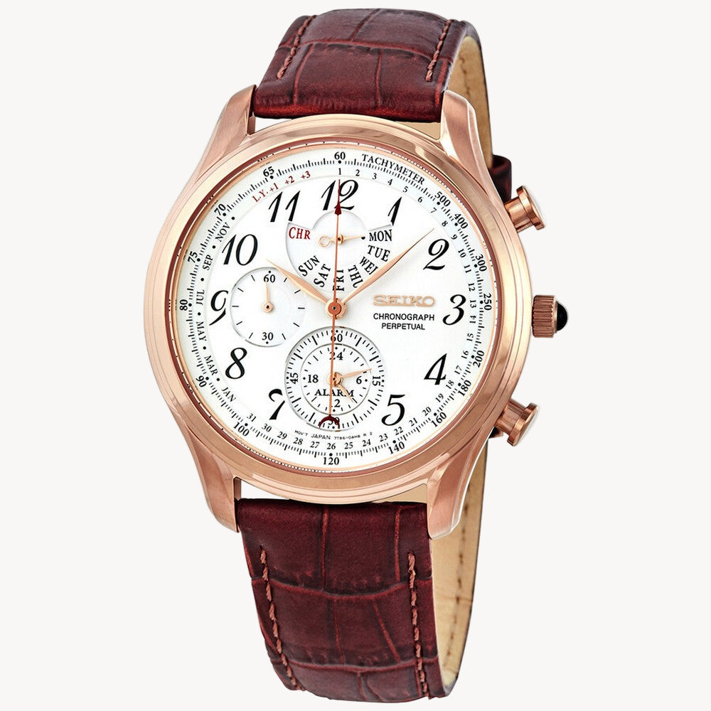 Seiko SPC256P1 Chronograph Alarm Quartz  White Dial Men's Watch