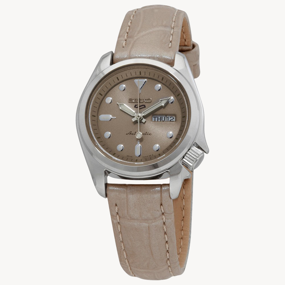SEIKO 5 SRE005K1 women's Day-Date Automatic Leather Analog Women's Watch