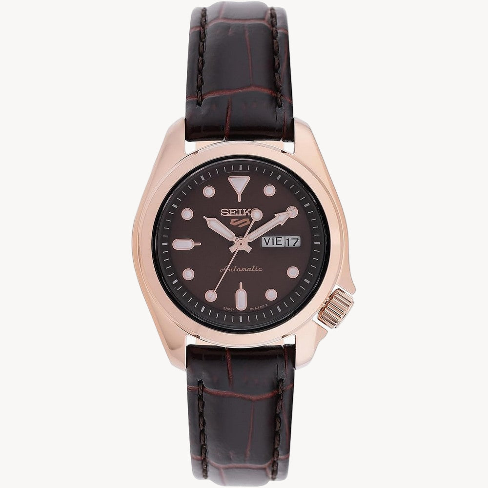 SEIKO 5 SRE006K1 women's Day-Date Automatic Leather Analog Women's Watch