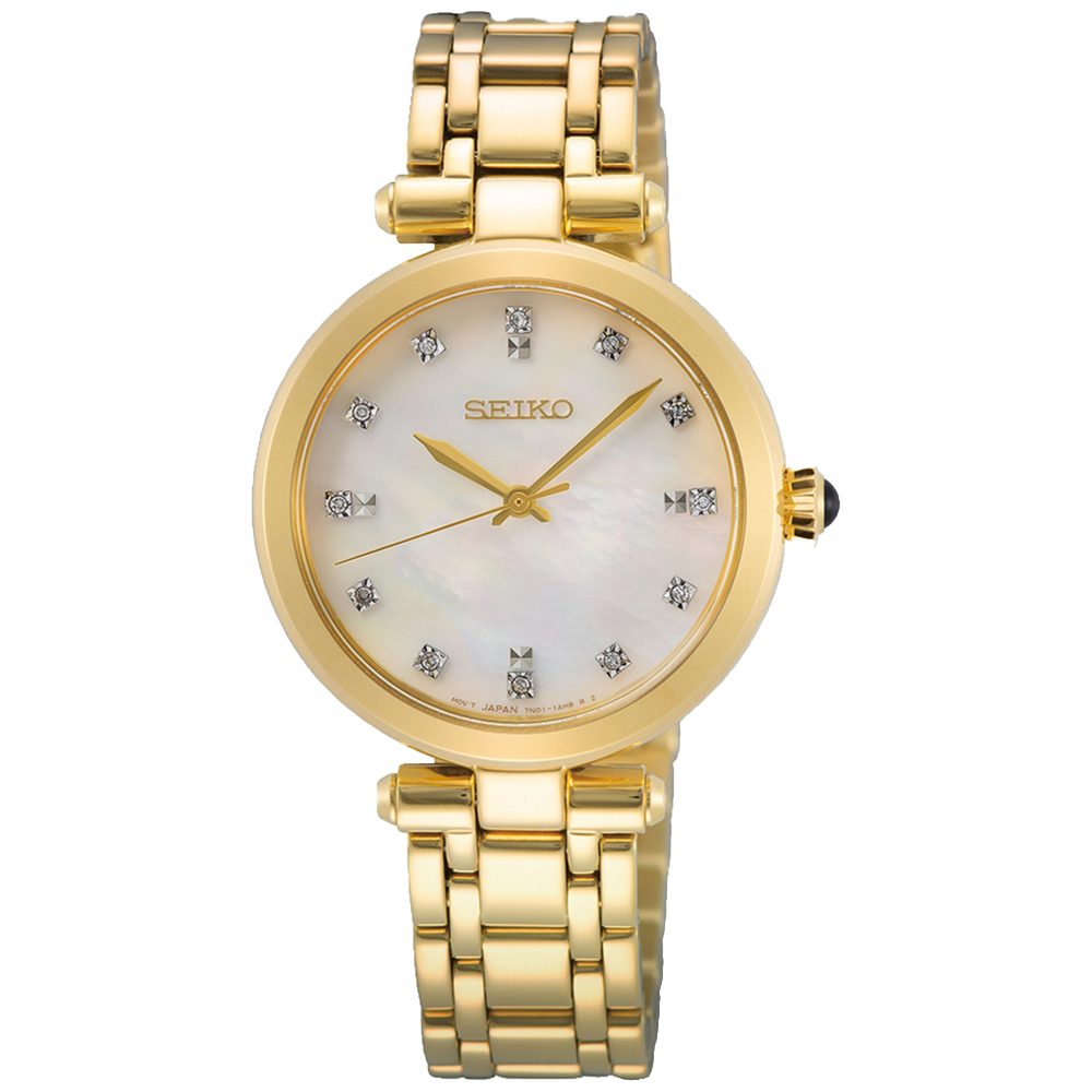 Seiko SRZ536P1 White Dial Golden Bracelet Women's Watch