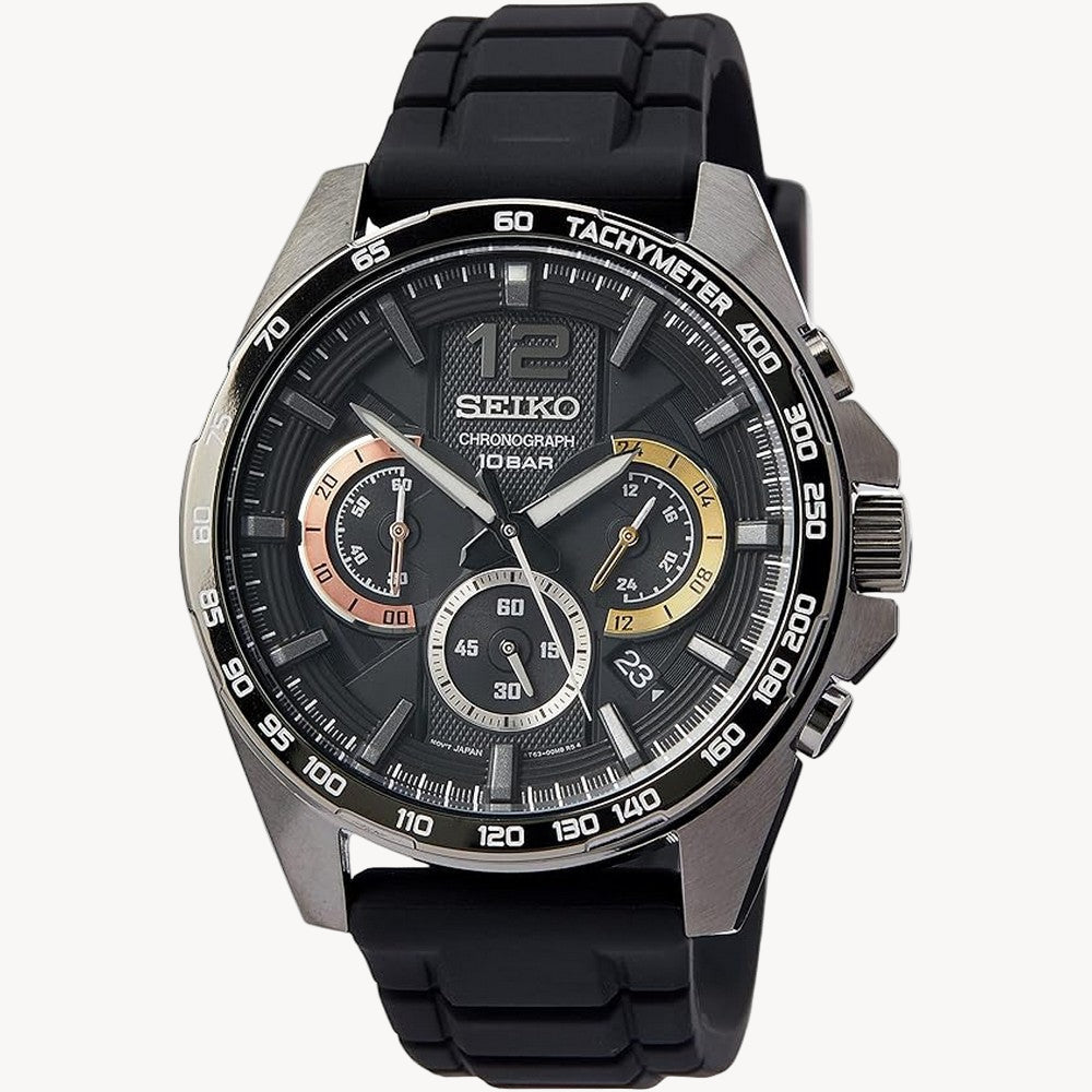 Seiko SSB349P1 Men's Quartz Watch Stainless Steel with Silicone Strap
