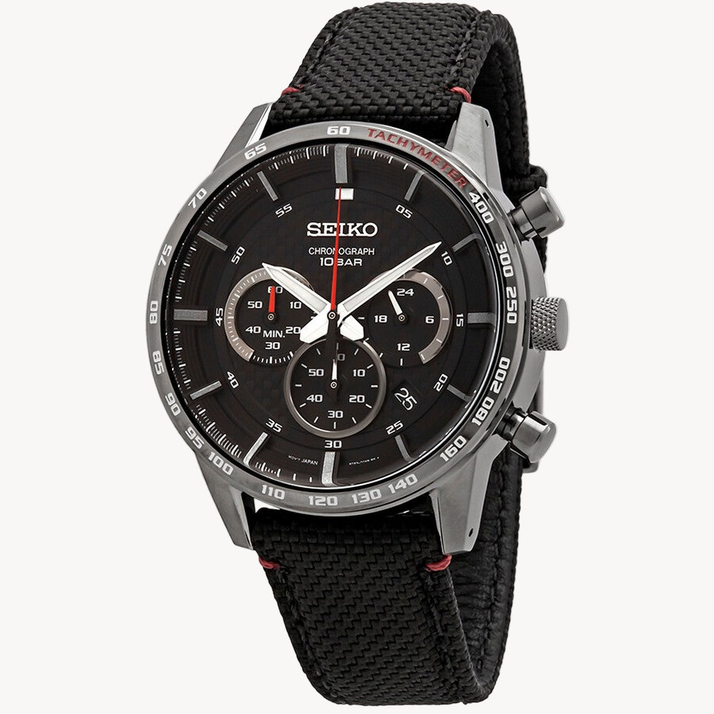 Seiko SSB359P1 Men Analog Quartz Watch with Leather Strap