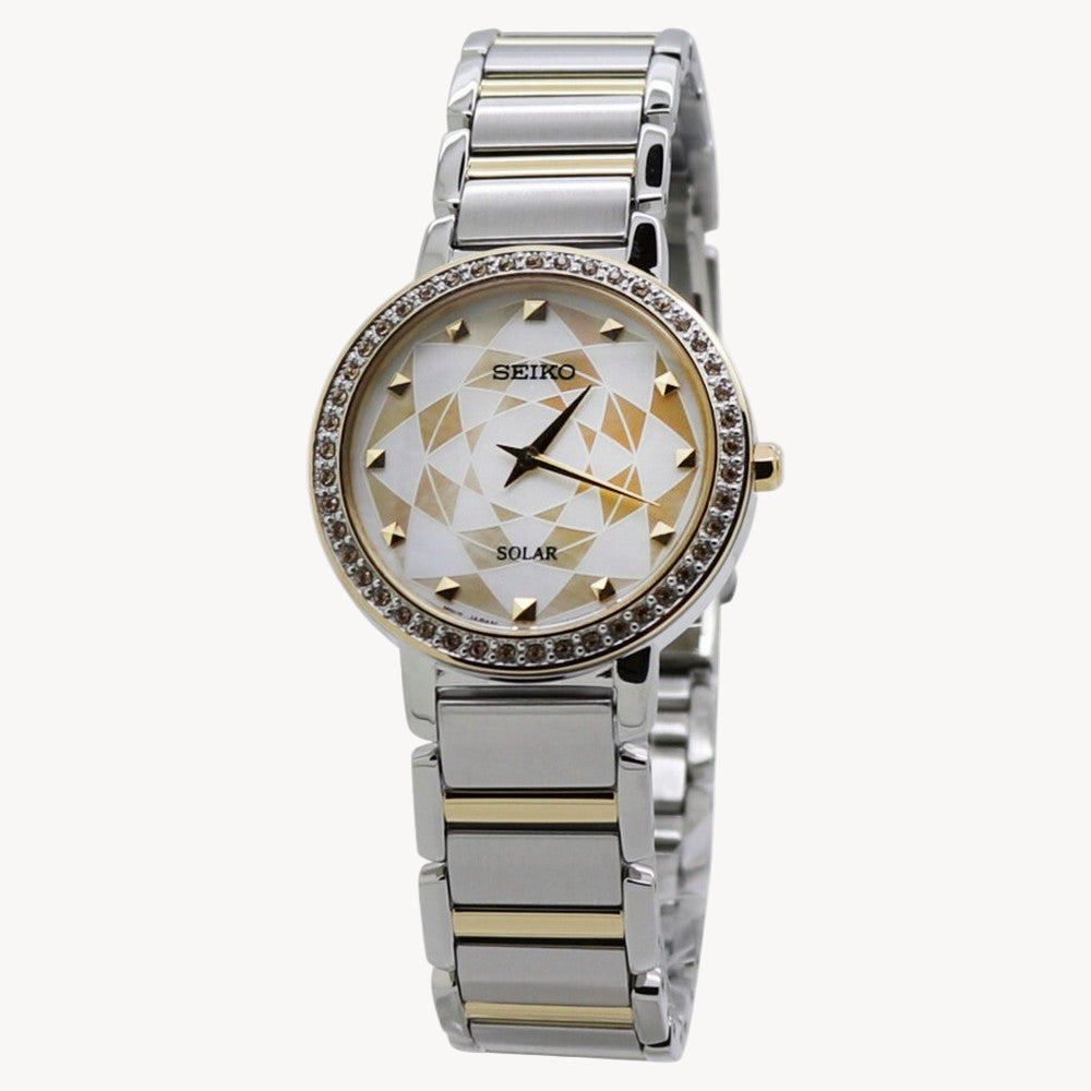 Seiko SUP454P1 Crystal Silver Gold Dial women's Watch