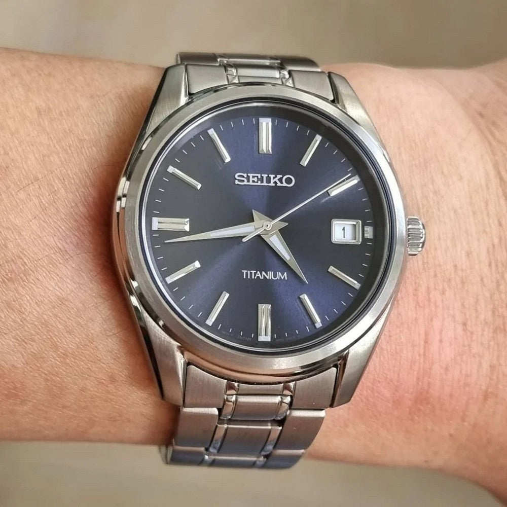 Seiko SUR373P1 Analog Quartz Titanium Men's Watch
