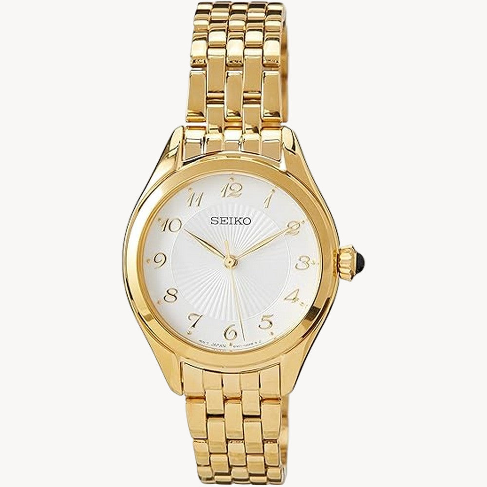 Seiko Women's Quartz Watch Stainless Steel with Leather Strap