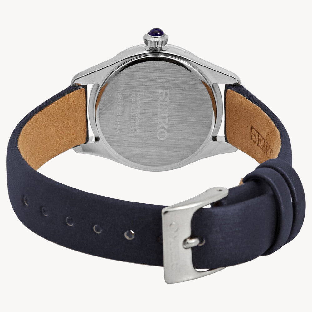 Seiko SUR385P2 Women's Quartz Watch Stainless Steel with Leather Strap