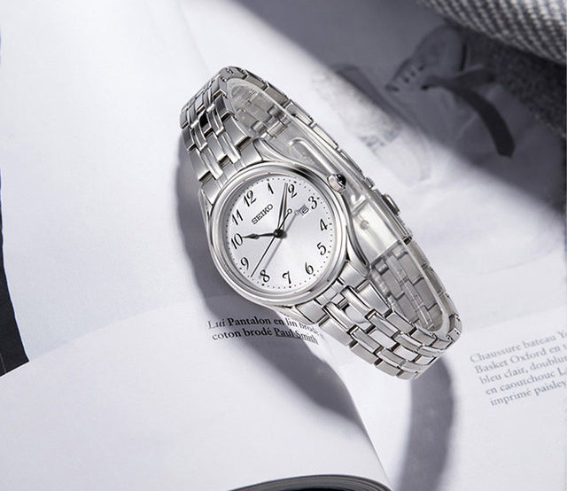 Seiko SUR643P1 Classic White Dial Stainless Steel Women's Watch
