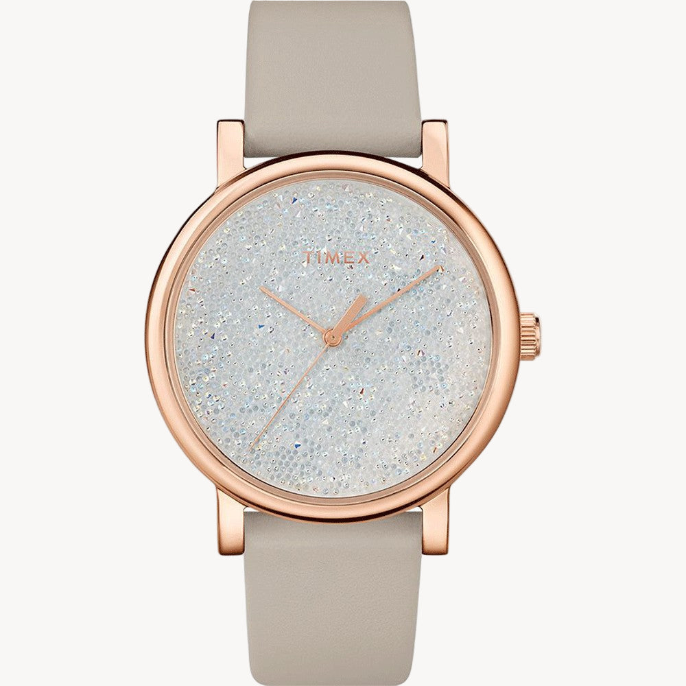 ساعة TimeX TW2T78100 Crystal Bloom النسائية باللون الذهبي الوردي