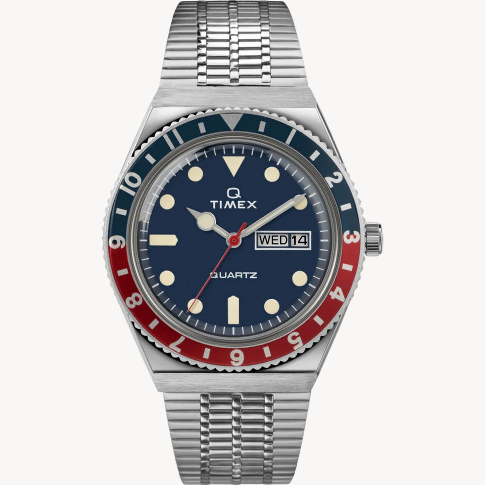 ساعة Q TimeX TW2T80700 Reissue 38 مم بسوار من الفولاذ المقاوم للصدأ