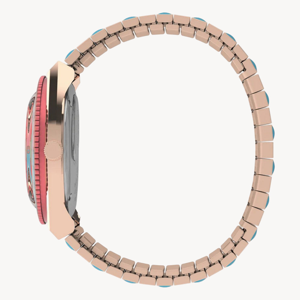 ساعة Q TimeX TW2U81500 Malibu 36 مم بسوار قابل للتمدد من الفولاذ المقاوم للصدأ