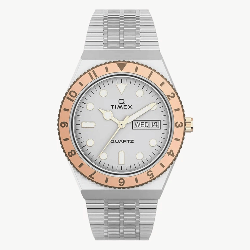ساعة Q TimeX TW2U95600 بسوار من الفولاذ المقاوم للصدأ
