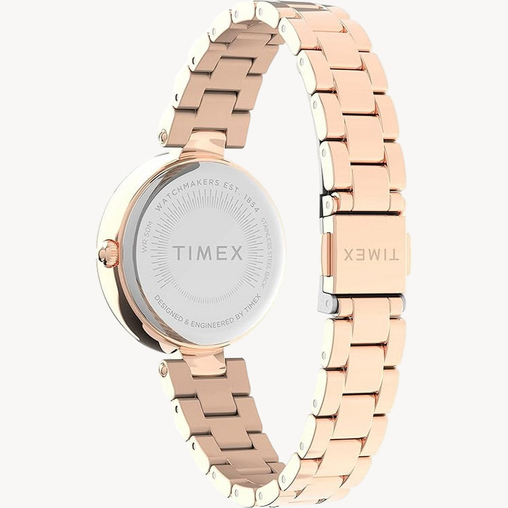 ساعة TimeX TW2V24300 النسائية التناظرية بسوار من الفولاذ المقاوم للصدأ