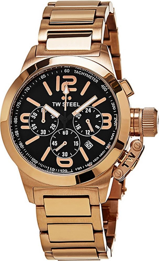 TW Steel Canteen TW307 Gold Plated Chronograph Black On bracelet  MEN'S WATCH