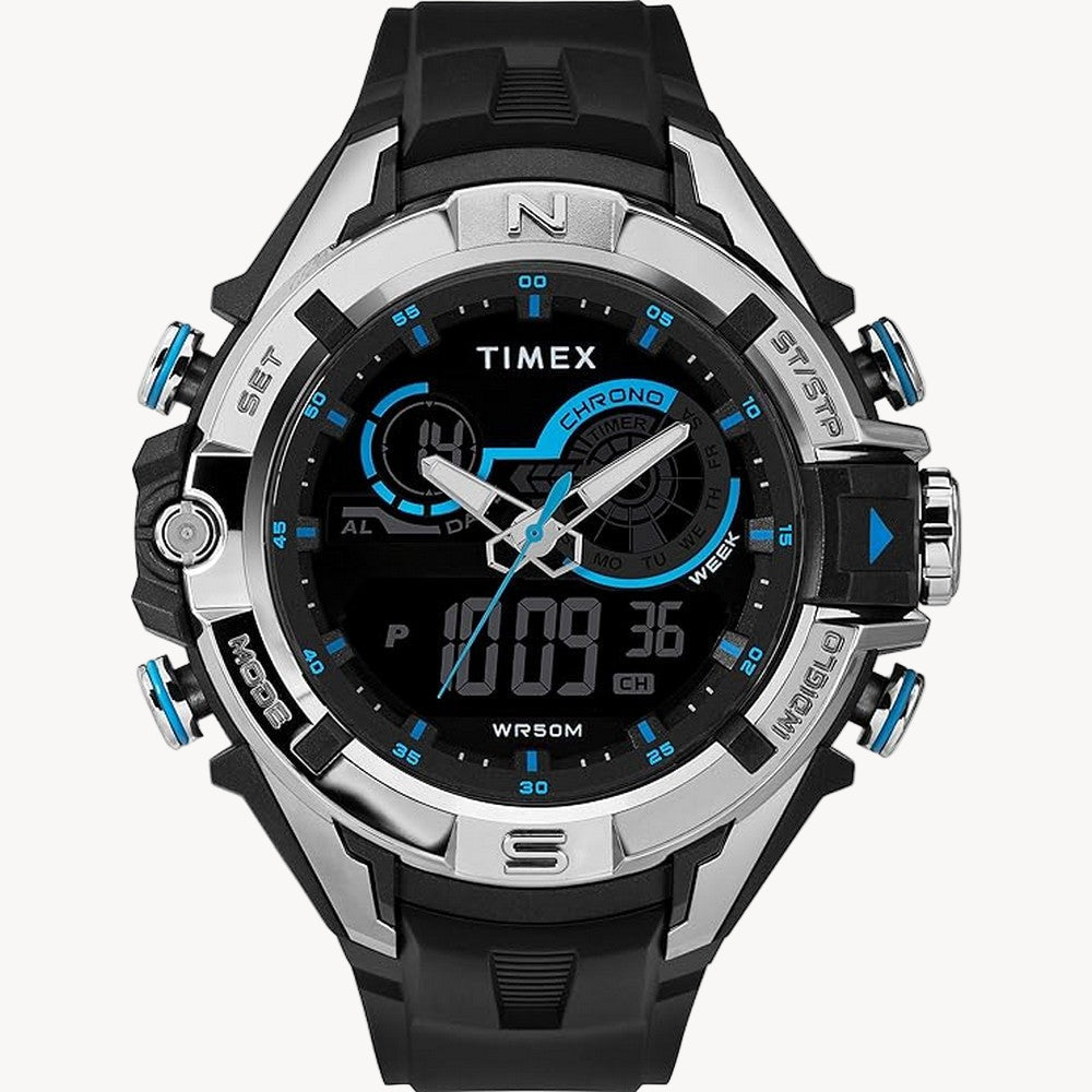 TimeX Men's The Guard DGTL 47 mm Resin Strap Combo Watch