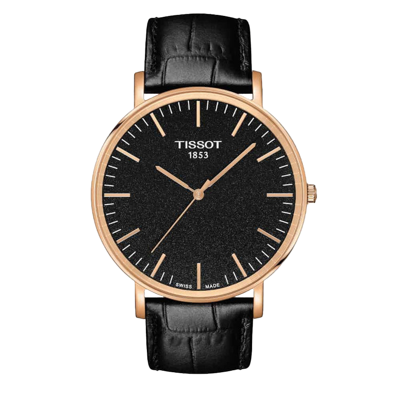 ساعة تيسوت T1096103605100 للرجال بمينا سوداء كبيرة كوارتز