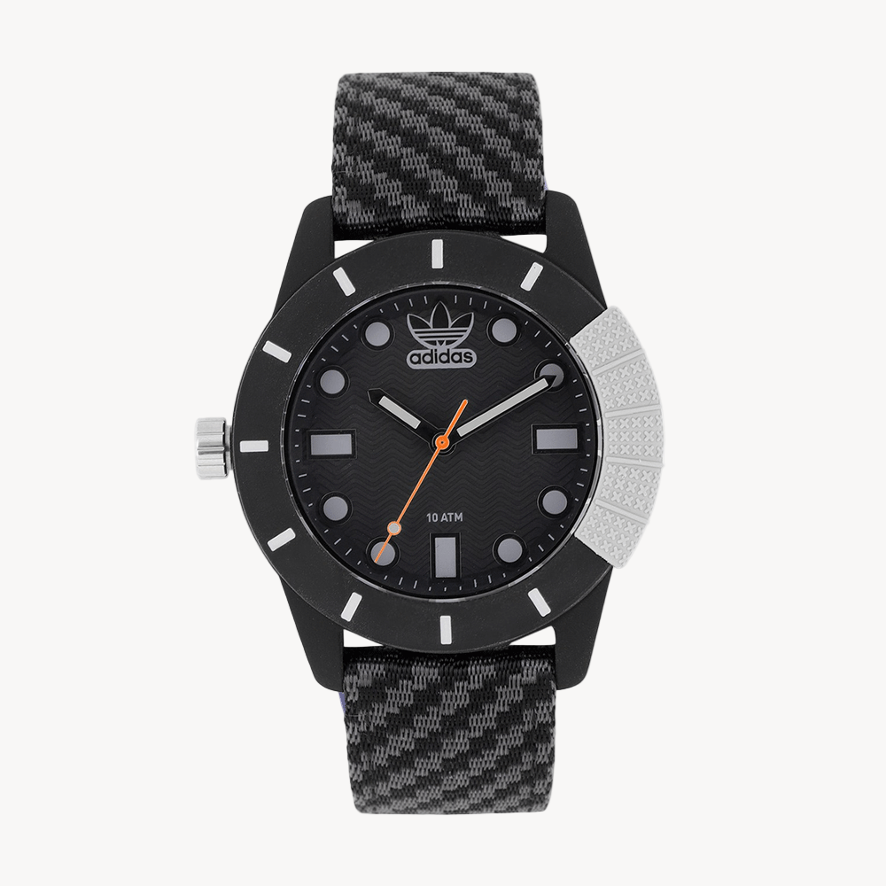 ساعة أديداس ADH3169 للرجال بمينا أسود تجريدي من القماش