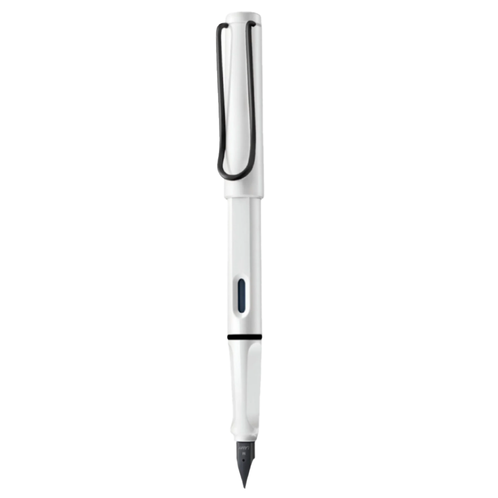 قلم حبر جاف LAMY Safari أبيض أسود بمشبك