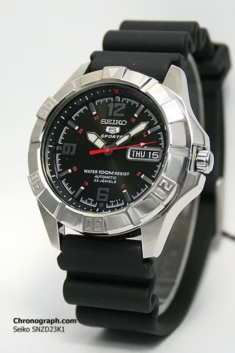 Seiko 5 Sports SNZD23K1 Automatic Men's Black Dial Black Rubber Strap Watch