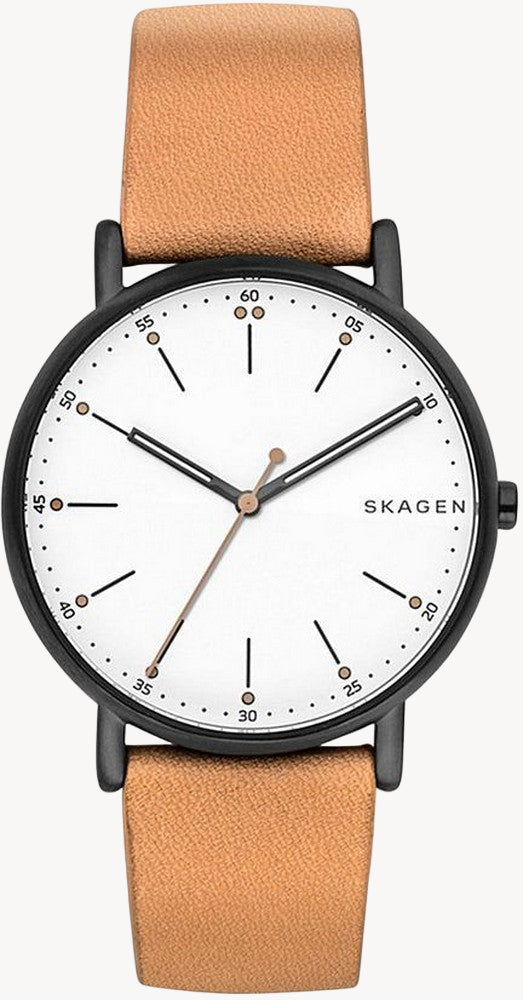 Men's Skagen Signature Leather Strap Watch SKW6352
