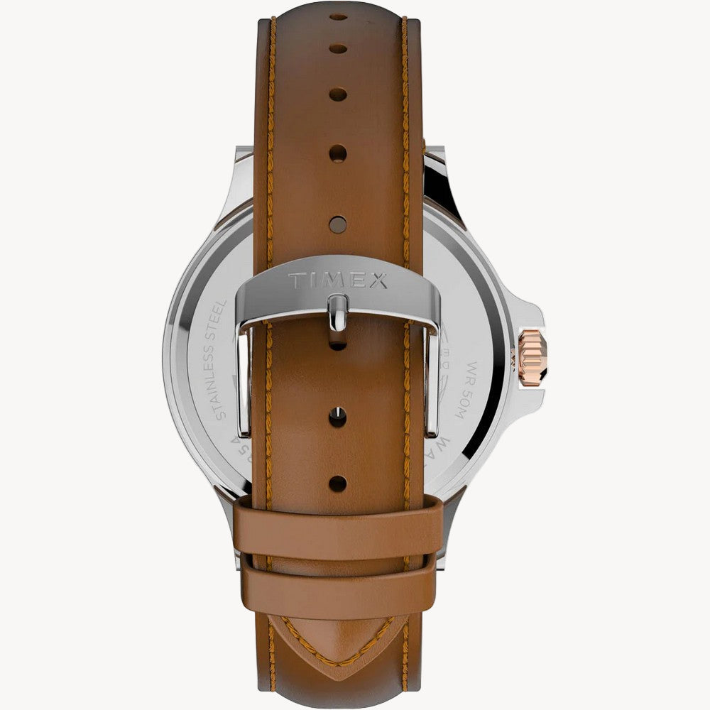 ساعة تايم إكس TW2U12800 للرجال، كوارتز تناظرية ملونة، مينا بيضاء، بثلاث عقارب