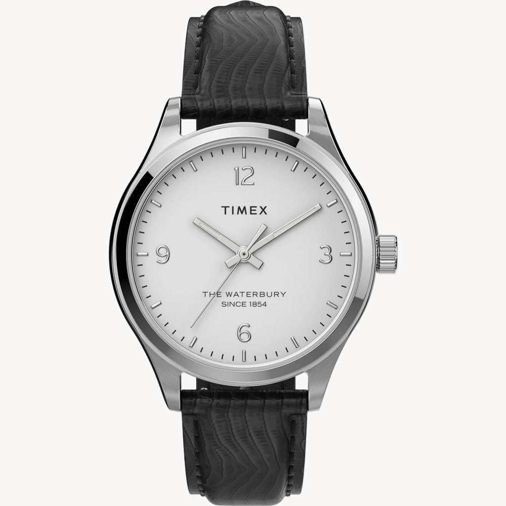 ساعة TimeX TW2U97700 Waterbury التقليدية بسوار جلدي مقاس 34 مم